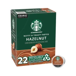 Starbucks Hazelnut Coffee, Keurig K-Cup Pod, Light Roast, 22 Pods/Box (12478078)