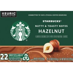 Starbucks Hazelnut Coffee, Keurig K-Cup Pod, Light Roast, 22 Pods/Box (12478078)