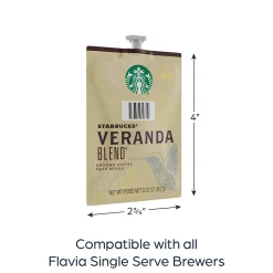 Starbucks Veranda Blend Coffee Flavia Freshpack, Blonde Roast, 80/Carton (MDR01037)