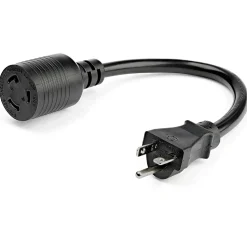 StarTech 1 ft. Power Adapter Cord, 1-Outlet, 12 AWG, Black (PAC520PLR1)