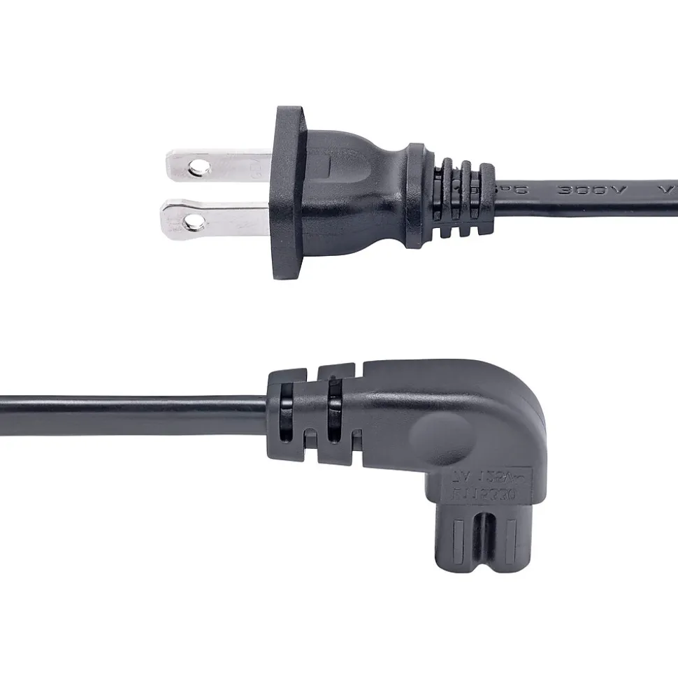 StarTech 10' NEMA 1-15P to Right Angle C7 Laptop Power Cord, Black (PXT101NB-STRA-10F)