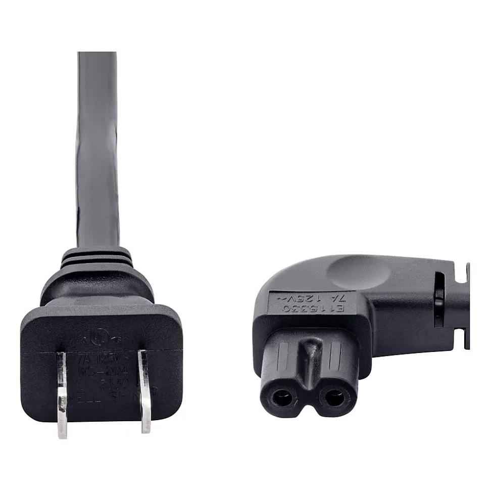 StarTech 10' NEMA 1-15P to Right Angle C7 Laptop Power Cord, Black (PXT101NB-STRA-10F)