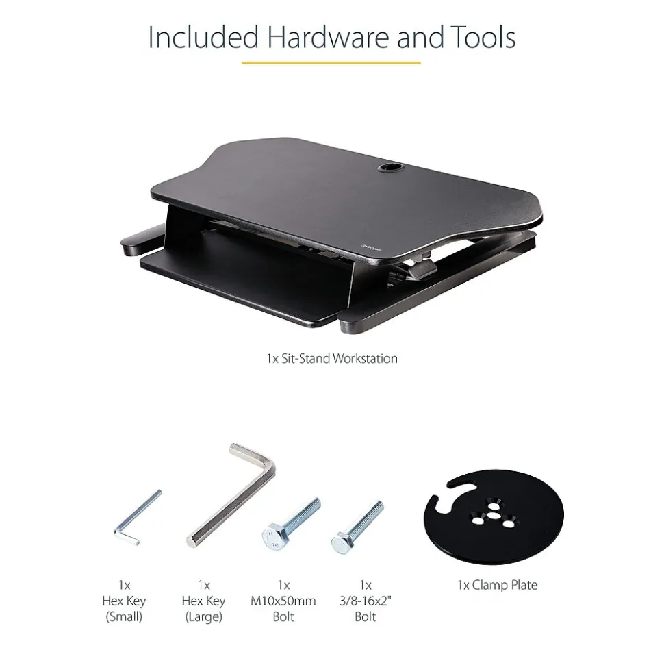 StarTech Adjustable Large Surface Corner Sit Stand Desk Converter for Dual Monitors, Keyboard Tray, 35" x 21" (ARMSTSCORNR)