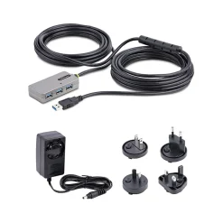 StarTech 4-Port USB 3.0 Extender Hub, Silver/Black (U01043-USB-EXTENDER)