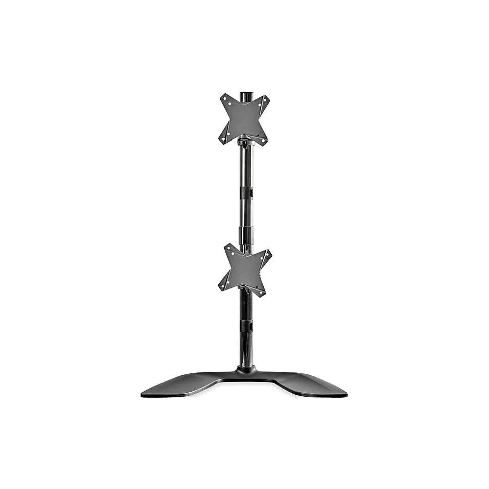 StarTech Vertical Dual Monitor Stand, Aluminum Adjustable, Up to 27", Black/Silver (ARMDUOVS)