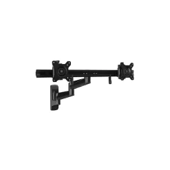 StarTech Wall Mount Dual Monitor Arm, Steel Adjustable, Up to 24", Black (ARMDUALWALL)