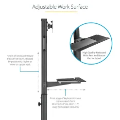 StarTech.com Adjustable Mobile Workstation Cart with Monitor Mount, 50.4