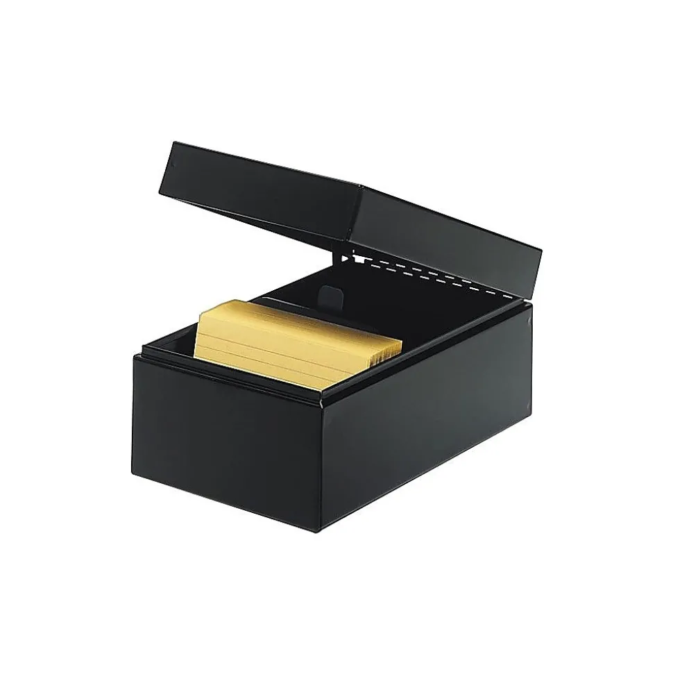 Steelmaster Metal File Box, 900 Card Capacity, Black, 5" x 8"