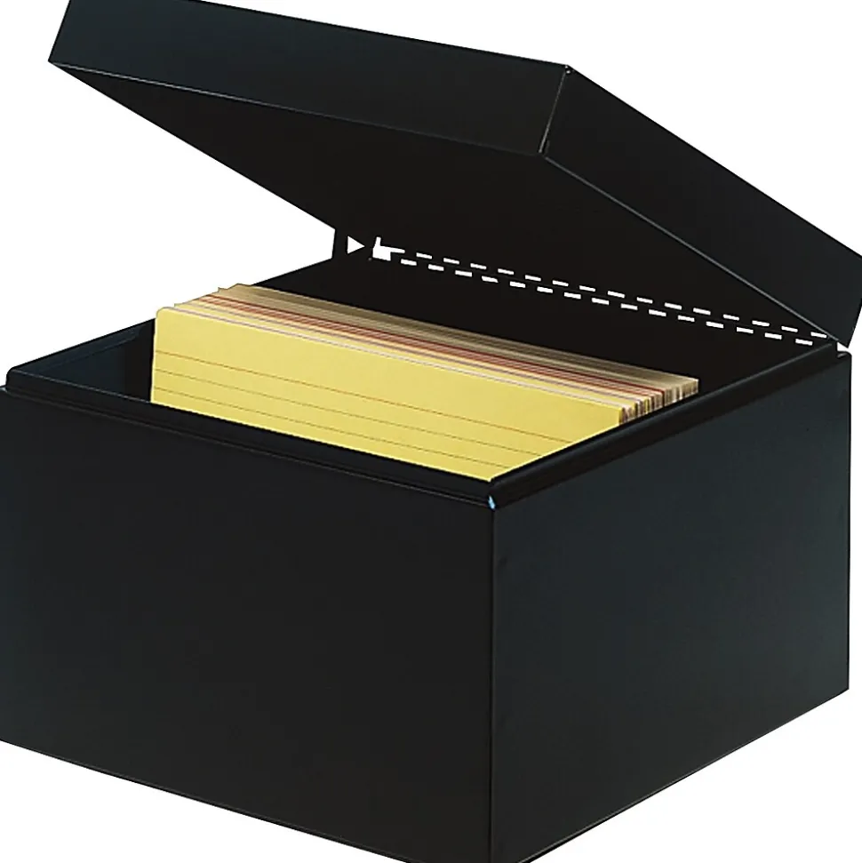 Steelmaster Metal File Box, 900 Card Capacity, Black, 5" x 8"