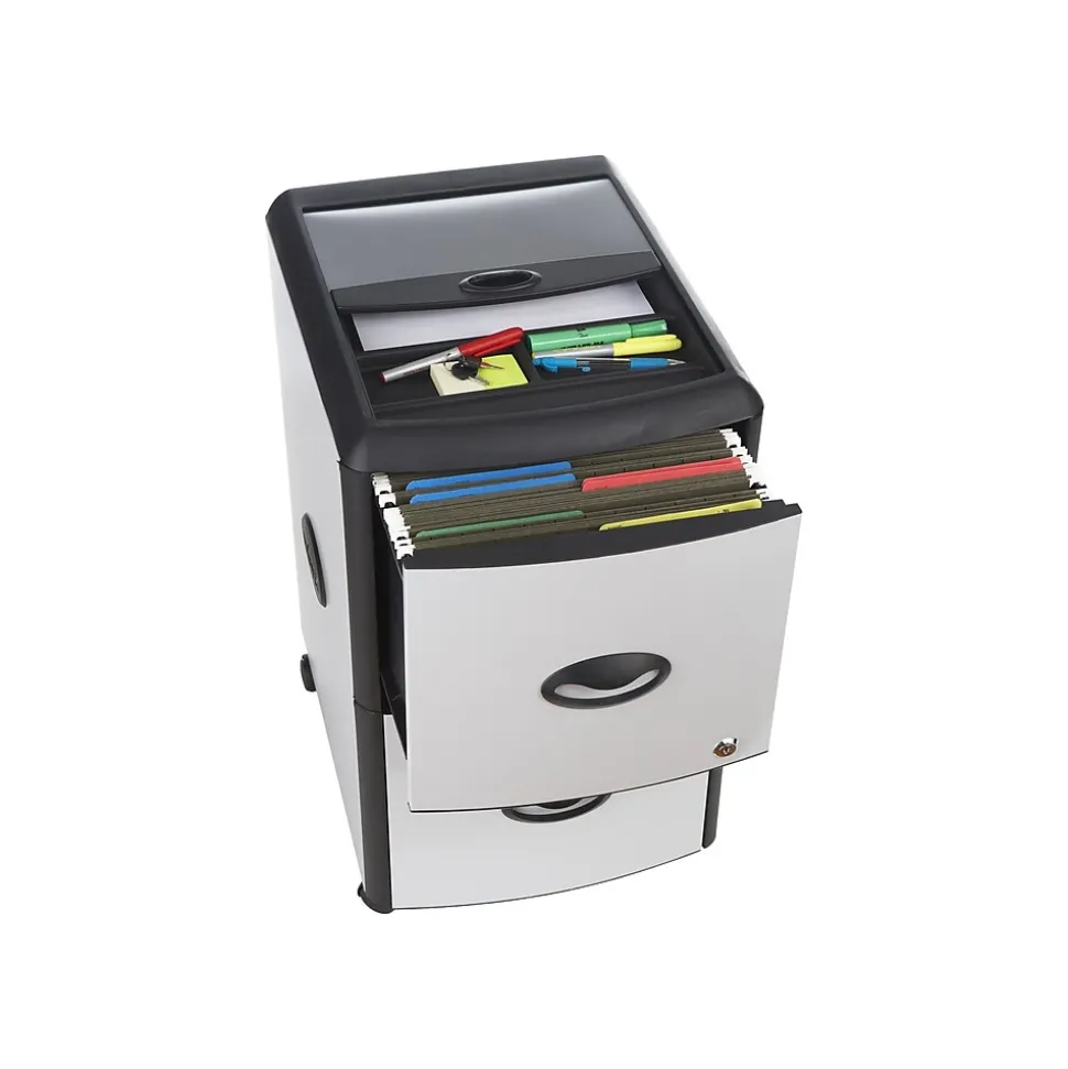Storex Deluxe 2-Drawer Mobile Vertical File Cabinet, Letter Size, Lockable, 23"H x 15"W x 19"D, Metal (61352U01C)