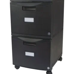 Storex 2-Drawer Mobile Vertical File Cabinet, Letter Size, Lockable, 18.25"H x 14.75"W x 26"D, Black (STX61312U01C)