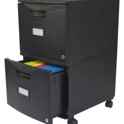 Storex 2-Drawer Mobile Vertical File Cabinet, Letter Size, Lockable, 18.25"H x 14.75"W x 26"D, Black (STX61312U01C)