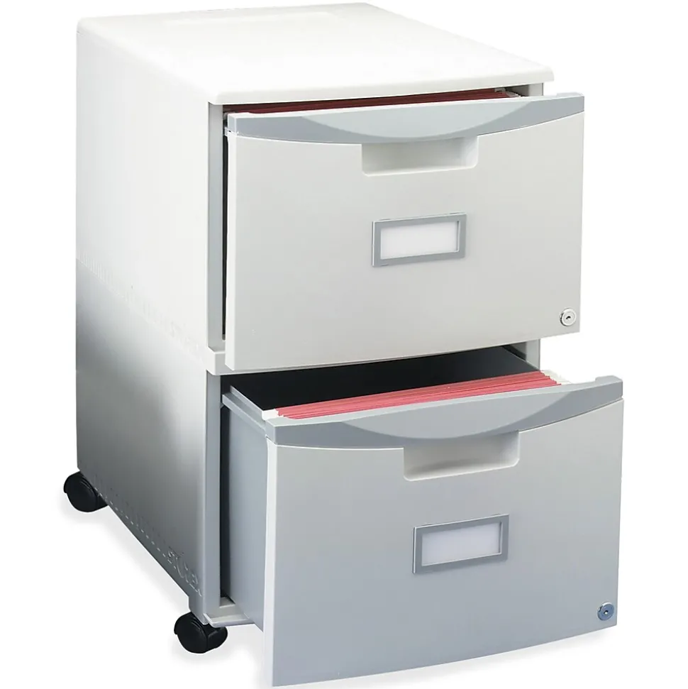 Storex 2-Drawer Mobile Vertical File Cabinet, Letter/Legal Size, Lockable, 26"H x 14.75"W x 18.25"D, Gray (61301B01C)