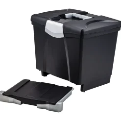 Storex File Box with Pull-Out Tray, Letter Size, Black (61523E02C)