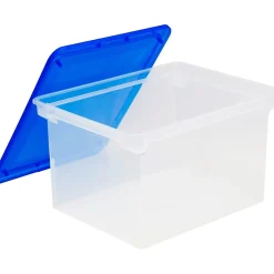 Storex File Storage Box with Snap-On Lid, Letter/Legal Size, Clear/Blue (STX61508U01C)
