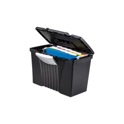 Storex File Storage Box with Organizer Lid, Letter/Legal Size, Black (61510U01C)