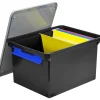 Storex Letter/Legal Portable File Tote Storage Box With Locking Handle, Letter/Legal Size, Black (STX61543U01C)