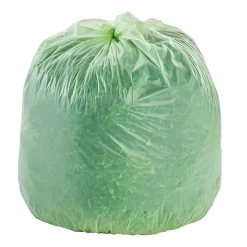 Stout EcoSafe-6400 64 Gallon Compostable Industrial Trash Bag, 48" x 60", Low Density, 0.85 mil, Green, 30 Bags/Box