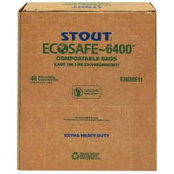 Stout EcoSafe-6400 64 Gallon Compostable Industrial Trash Bag, 48