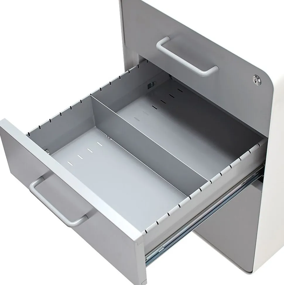 Stow 3-Drawer File Cabinet, White + Light Gray