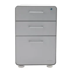 Stow 3-Drawer File Cabinet, White + Light Gray