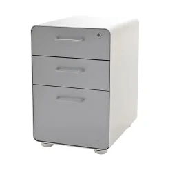 Stow 3-Drawer File Cabinet, White + Light Gray