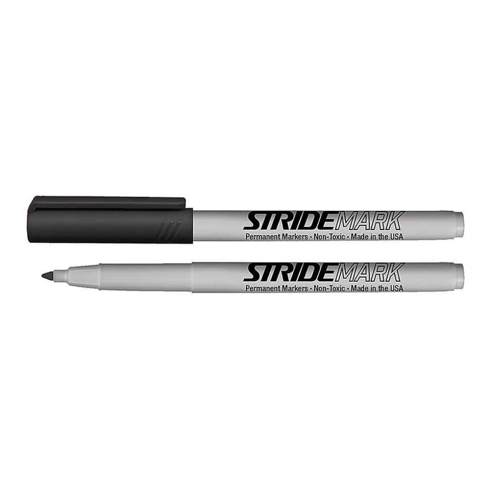 Stride StrideMark Permanent Marker, Fine Tip, Black Ink, 12/Box (27001)