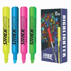 StrideBrite Tank Highlighters, Chisel Tip, Assorted Colors, 12/Pack (42012)