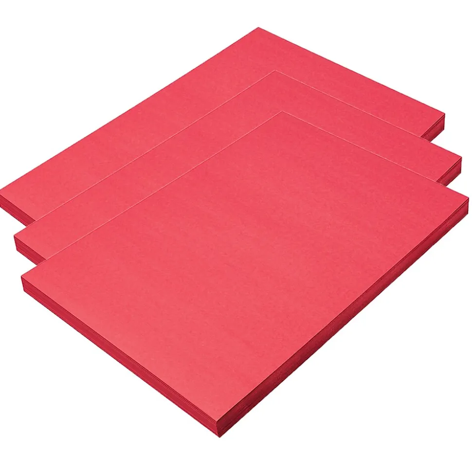 SunWorks 12" x 18" Construction Paper, Holiday Red, 100 Sheets/Pack, 3 Packs/Bundle (PAC9908-3)