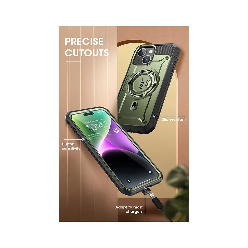SupCase Unicorn Beetle PRO MAG Rugged Case for iPhone 15, Dark Green (SUP-iPhone2023-6.1-MagPro-SP-Guldan)