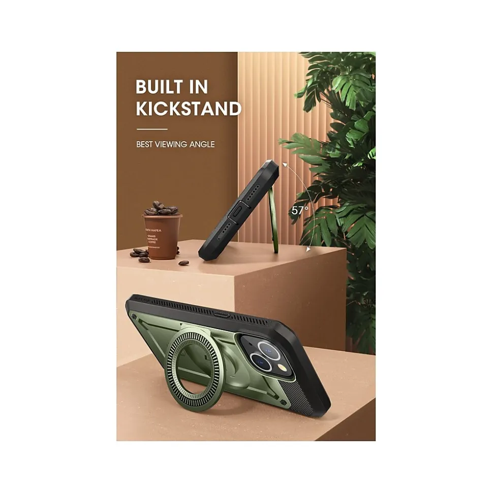 SupCase Unicorn Beetle PRO MAG Rugged Case for iPhone 15, Dark Green (SUP-iPhone2023-6.1-MagPro-SP-Guldan)
