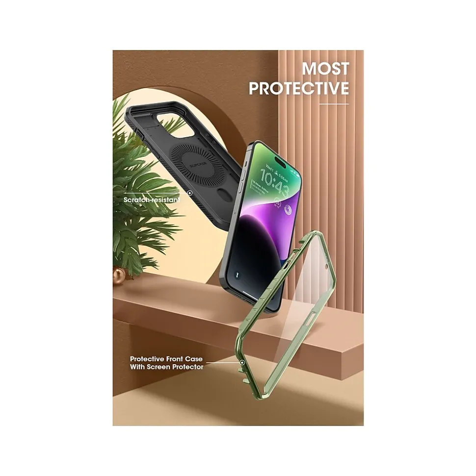 SupCase Unicorn Beetle PRO MAG Rugged Case for iPhone 15, Dark Green (SUP-iPhone2023-6.1-MagPro-SP-Guldan)