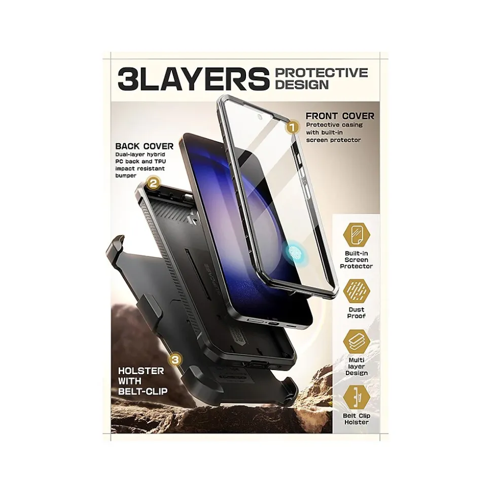 SUPCASE Unicorn Beetle Pro Rugged Case for Samsung Galaxy S24, Shock Absorbing, Black (GS24UBPR2SBK)