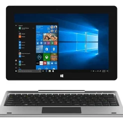 Supersonic Sonic10 10.1" Tablet with Detachable Keyboard, WiFi, 64GB Storage, Windows 11, Silver (SC-5032WKB)