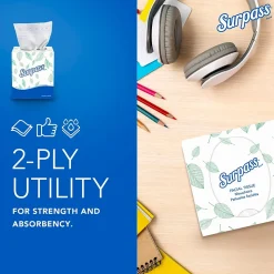 Surpass Cube Facial Tissue, 2-ply, White, 90 Sheets/Box, 36 Boxes/Carton (21320)