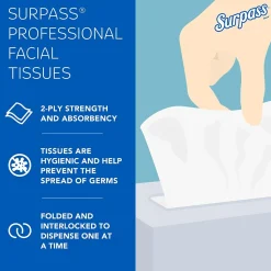 Surpass Standard Facial Tissue, 2-Ply, 100 Sheets/Box, 30 Boxes/Pack (21340)