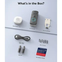 Swann EVO Wireless Video Doorbell Security Camera, Black (SWIFI-SEVDBC-GL)