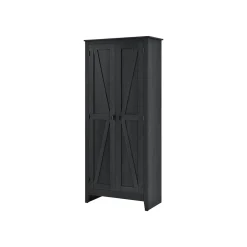 System Build Farmington 72" Storage Cabinet with 4 Shelves, Black Oak (7532396COM)