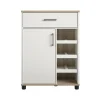 System Build Whitmore 36" Bar Cabinet with 6 Shelves, Rustic White/Oak (2461500COM)