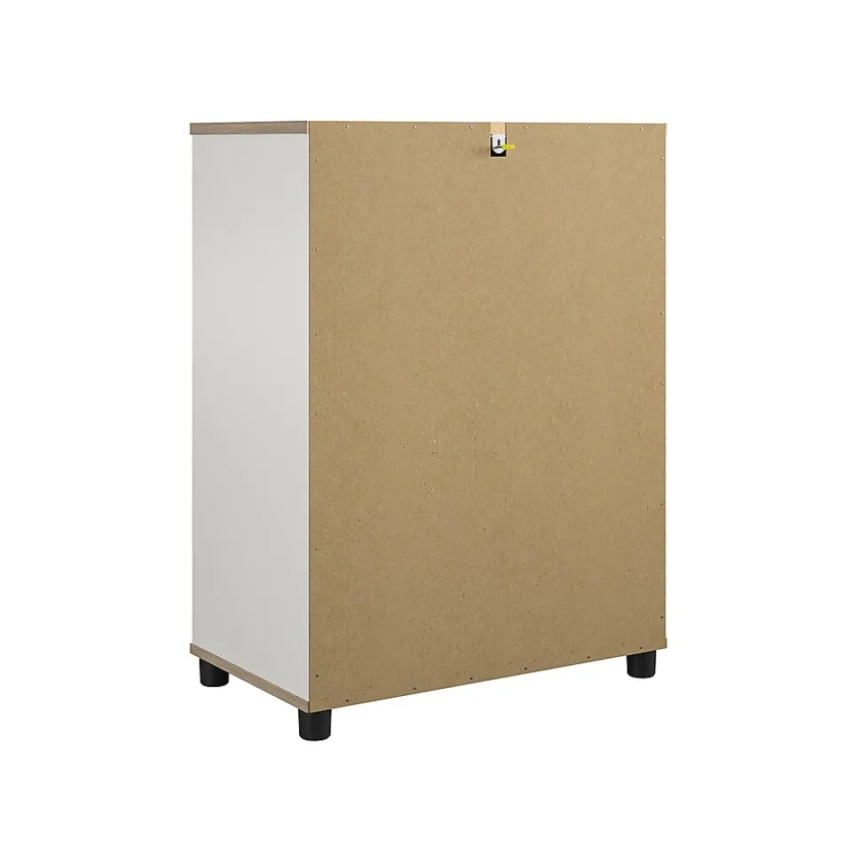 System Build Whitmore 36" Bar Cabinet with 6 Shelves, Rustic White/Oak (2461500COM)