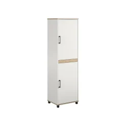 System Build Whitmore 68" Kitchen Pantry Cabinet with 4 Shelves, Rustic White/Oak (9695500COM)