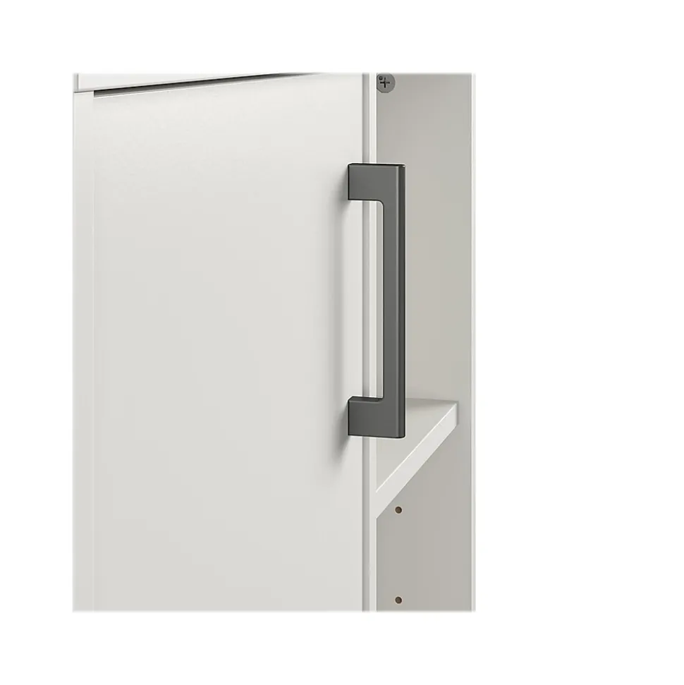 System Build Whitmore 42" Microwave Stand with 6 Shelves, Rustic White/Oak (7014500COM)