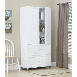 SystemBuild Kendall 36" 2 Door/2 Drawer Storage Cabinet, White (7364401PCOM)