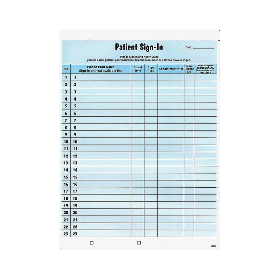 Tabbies Healthcare Patient Privacy Sign-In Sheets, 11"L x 8.5"W, 125/Pack (14531)