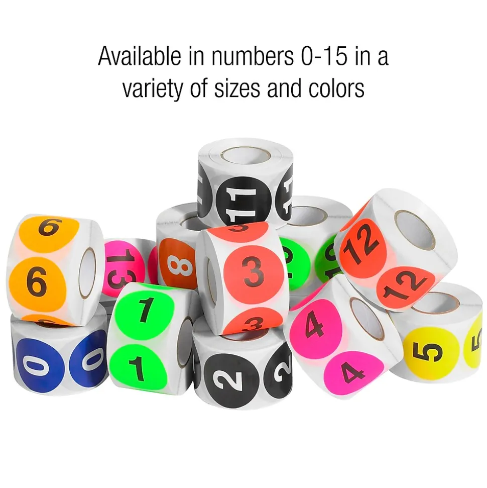 Tape Logic 1" Circle "8" Number Label, Orange, 500/Roll