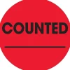 Tape Logic 2" Circle "Counted" Inventory Label, Fluorescent Red, 500/Roll (DL1270)