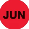 Tape Logic 1" Circle "JUN" Month of the Year Labels, Fluorescent Red, 500/Roll