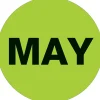 Tape Logic 1" Circle "MAY" Month of the Year Labels, Fluorescent Green, 500/Roll