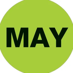 Tape Logic 1" Circle "MAY" Month of the Year Labels, Fluorescent Green, 500/Roll