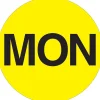 Tape Logic 1" Circle "MON" Days of the Week Label, Fluorescent Yellow, 500/Roll